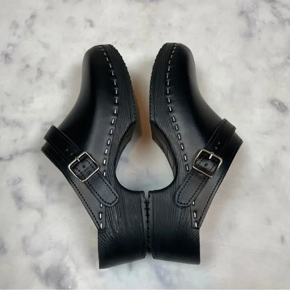 Verka Black Leather Convertible Slingback Clogs Sz 41 - Picture 8 of 11